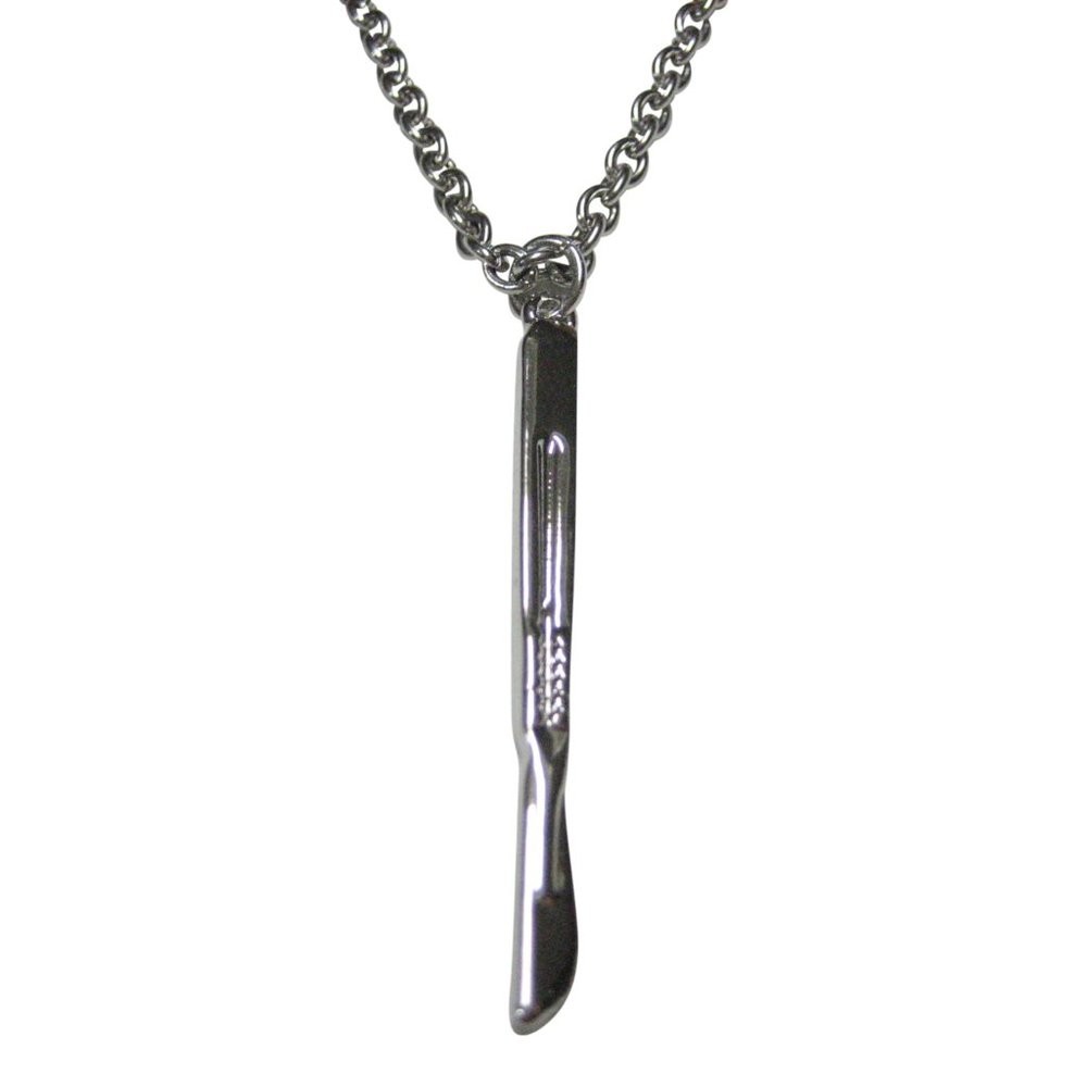 Silver Toned Medical Surgeon Scalpel Knife Pendant Necklace